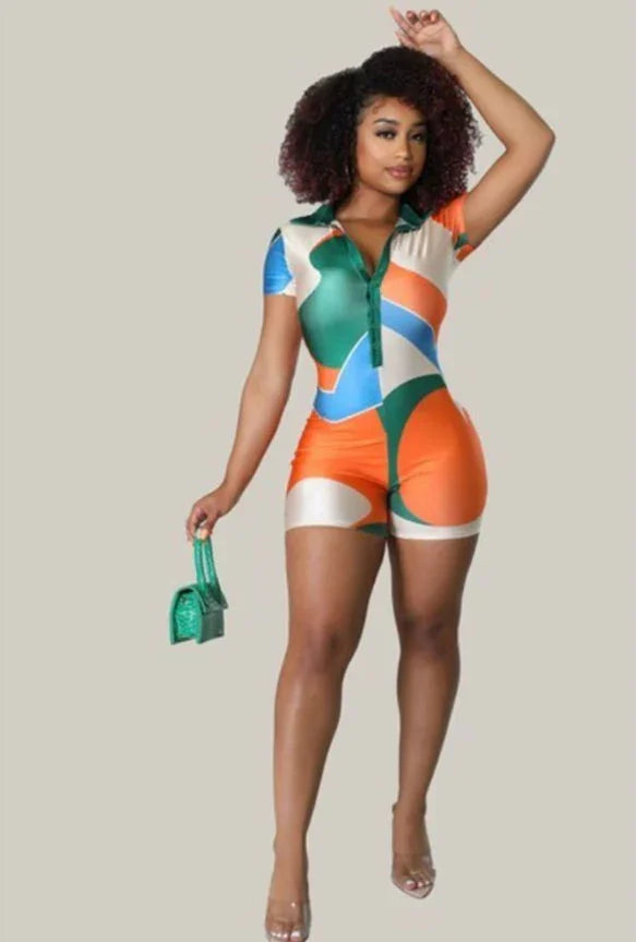 Multicolor Spandex Elegant Summer Moments Romper