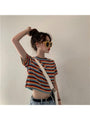 Ivy Sweet Contrast Color Striped Short Sleeve Tees - Vestir en Moda