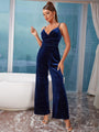 Jade Sexy Velvet Dusting Powder Straight Suspender Jumpsuits - Vestir en Moda