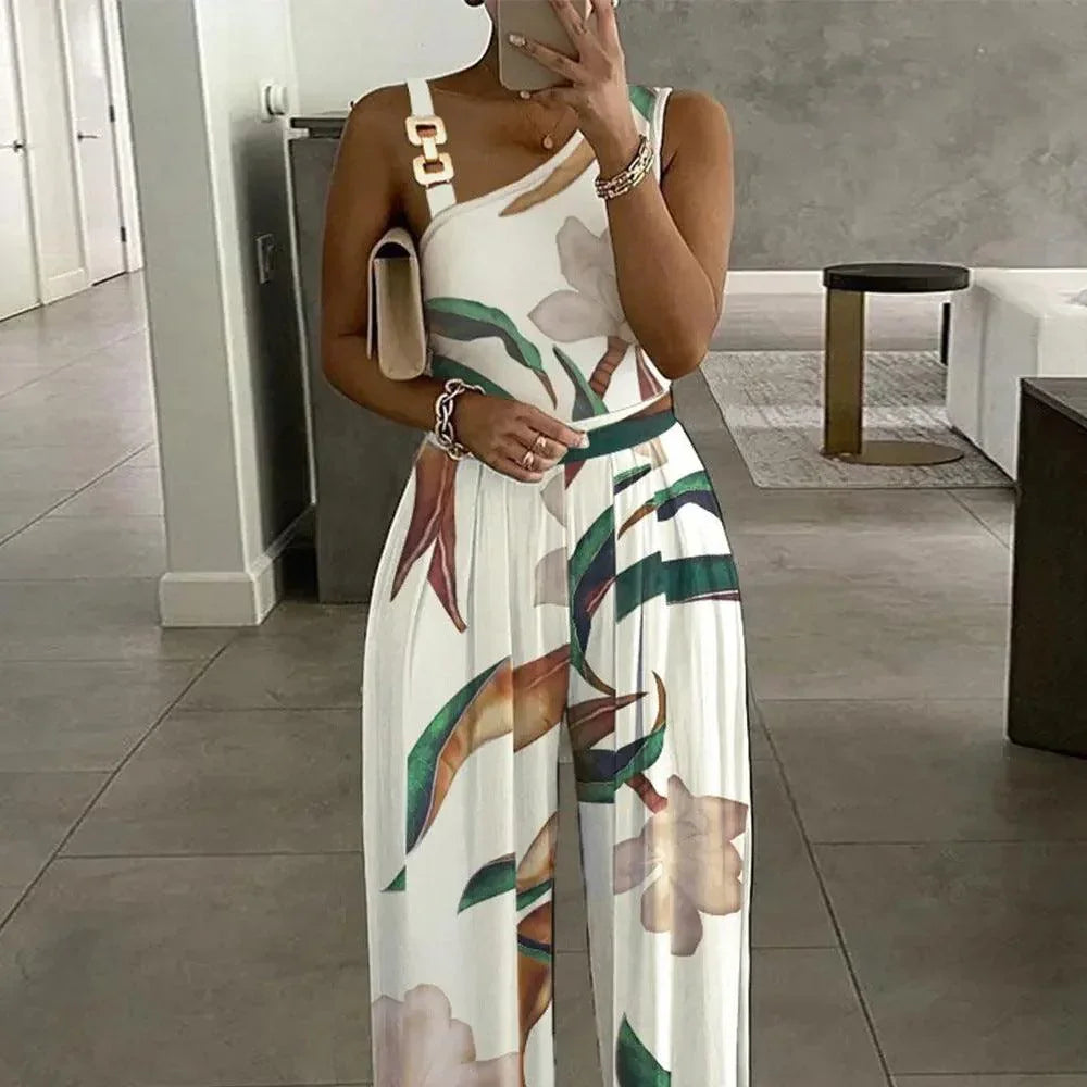 Jaquelin Summer Women Clothing Printing Sleeveless High Jumpsuits - Vestir en Moda