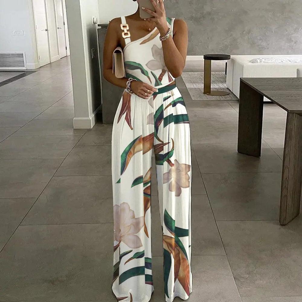 Jaquelin Summer Women Clothing Printing Sleeveless High Jumpsuits - Vestir en Moda