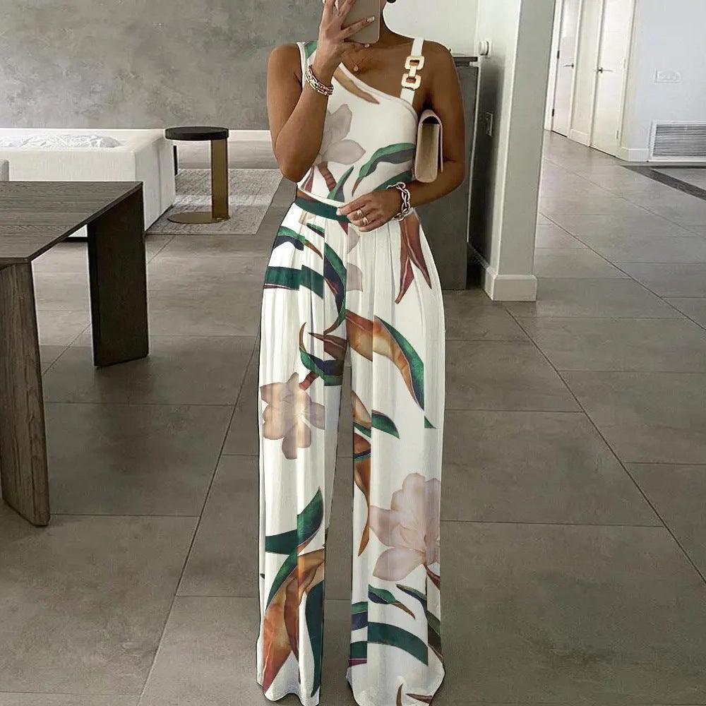 Jaquelin Summer Women Clothing Printing Sleeveless High Jumpsuits - Vestir en Moda