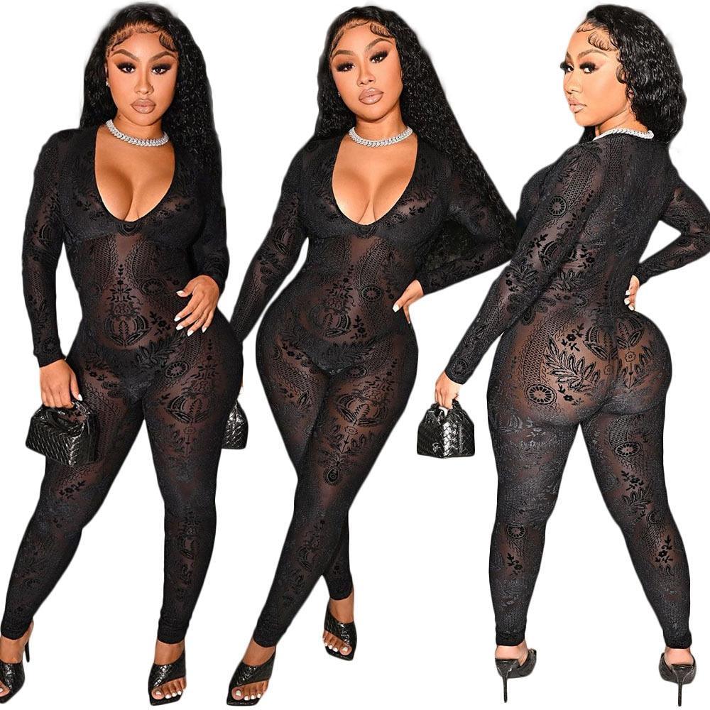 Jennifer Fashion Printed Jumpsuits Long Sleeve - Vestir en Moda