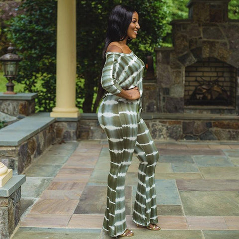 Jiayin Plus Size One-Piece Horn Trousers Belt Rope Jumpsuit