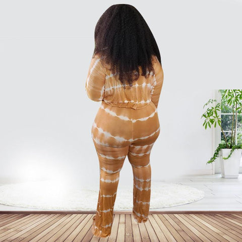 Jiayin Plus Size One-Piece Horn Trousers Belt Rope Jumpsuit