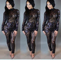 Jimena Sexy Womens Backless Geometric Sequin Jumpsuits - Vestir en Moda