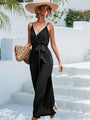 Jimena Tie Belt Spaghetti Strap Slit Jumpsuits - Vestir en Moda