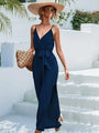 Jimena Tie Belt Spaghetti Strap Slit Jumpsuits - Vestir en Moda
