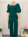 Jimena Women Jumpsuits High Waist Square Lantern Sleeves Elegant - Vestir en Moda