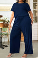 Jinairis Plus Size Drawstring Waist Short Sleeve Jumpsuits - Vestir en Moda