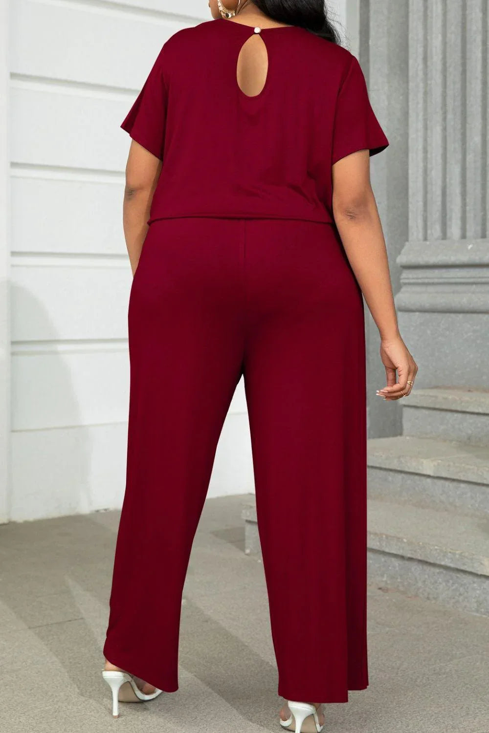 Jinairis Plus Size Drawstring Waist Short Sleeve Jumpsuits - Vestir en Moda