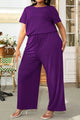 Jinairis Plus Size Drawstring Waist Short Sleeve Jumpsuits - Vestir en Moda