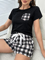 Joana Plaid Heart Lounge Two pieces Set - Vestir en Moda