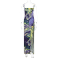 Jocelyn Maella Sexy Printing Slim Fit Slit Backless Maxi Dress - Vestir en Moda