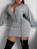 Jolene Plus Size WomenCorns Drawstring Casual Hooded Dress - Vestir en Moda