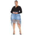 Josephine Plus Size Women Clothes Sexy Denim Skirt with Tassel - Vestir en Moda