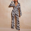 Josie Deep V Plunge Sexy Print Loose Casual Two Piece Suit - Vestir en Moda