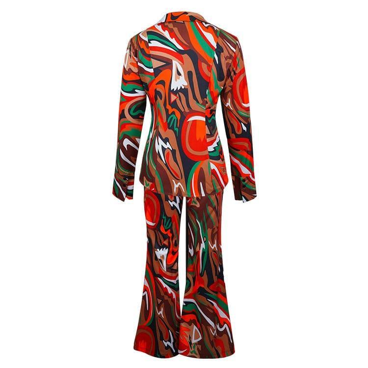 Josie Deep V Plunge Sexy Print Loose Casual Two Piece Suit - Vestir en Moda