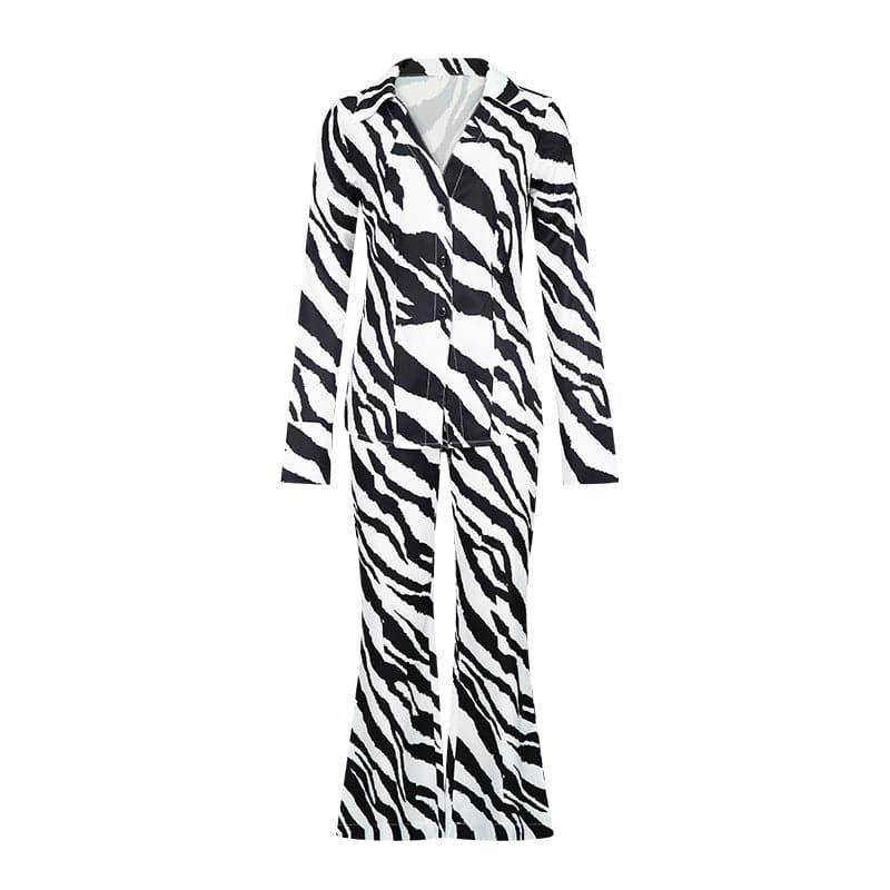Josie Deep V Plunge Sexy Print Loose Casual Two Piece Suit - Vestir en Moda