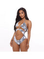 Josie Snake Print Hollowed Out Halter One-Piece Swimsuit - Vestir en Moda