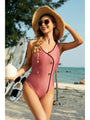 Journey Color V-neck Backless One Piece Swimwear - Vestir en Moda