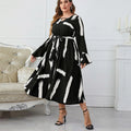 Juana Popular Black White Characteristic Neckline Flared Maxi Dress - Vestir en Moda