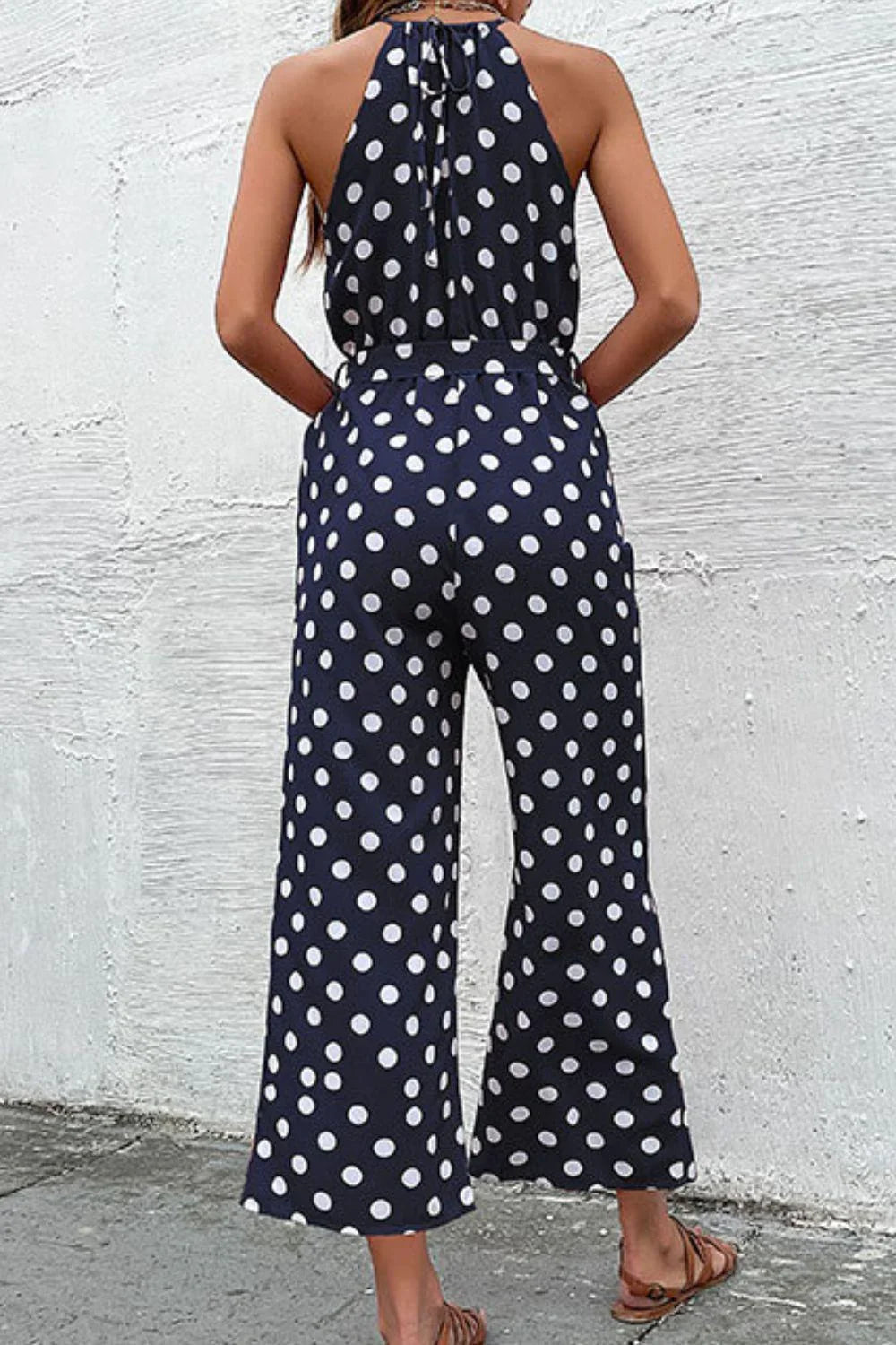 Judith Dot Grecian Wide Leg Jumpsuits - Vestir en Moda