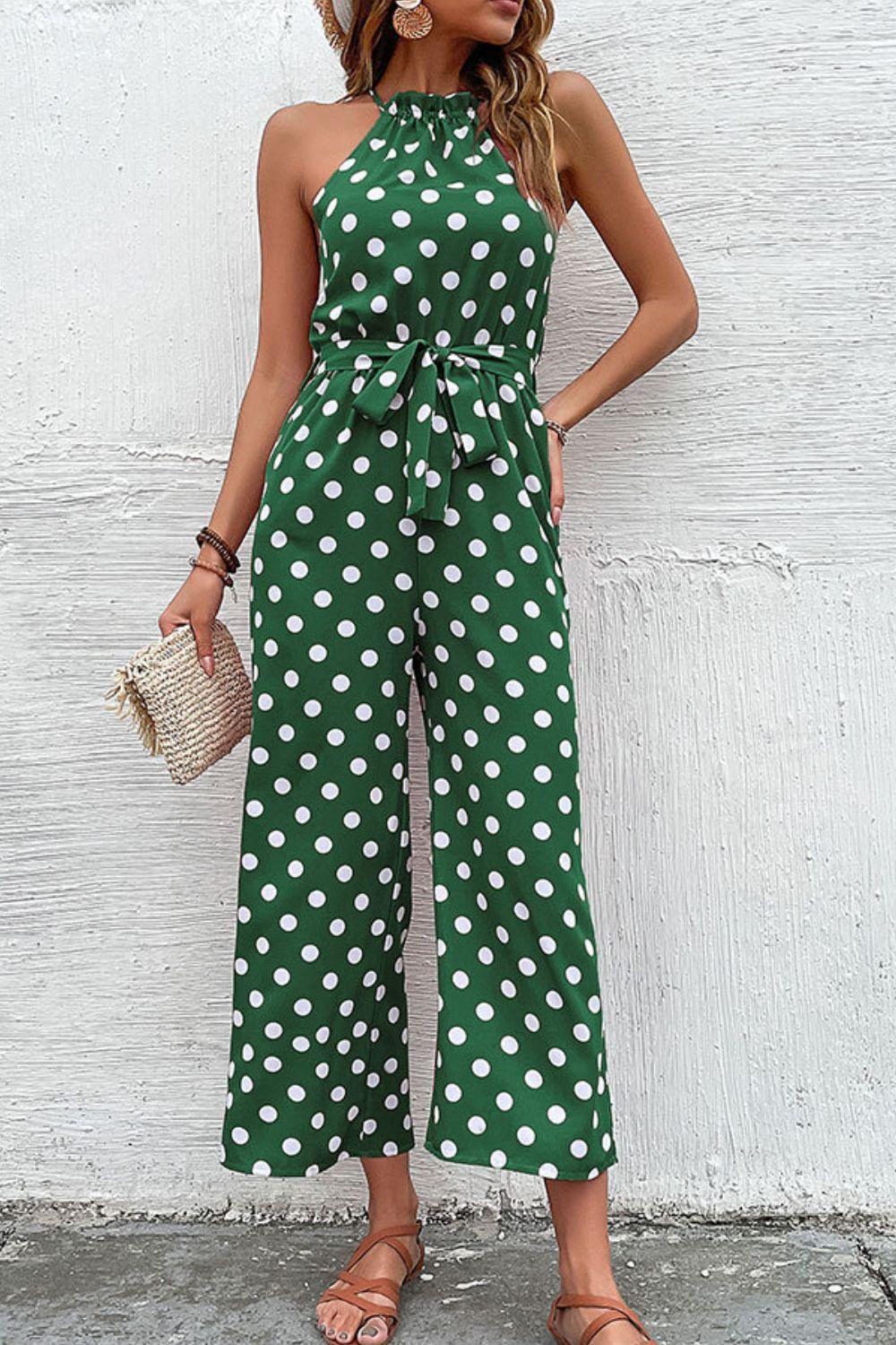 Judith Dot Grecian Wide Leg Jumpsuits - Vestir en Moda