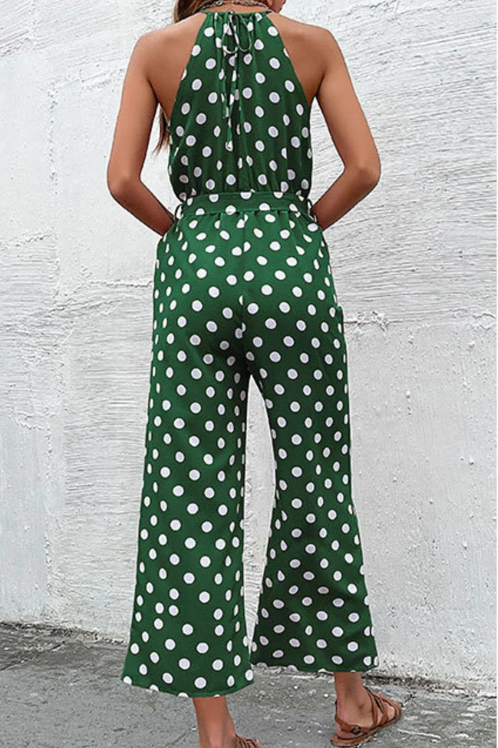 Judith Dot Grecian Wide Leg Jumpsuits - Vestir en Moda