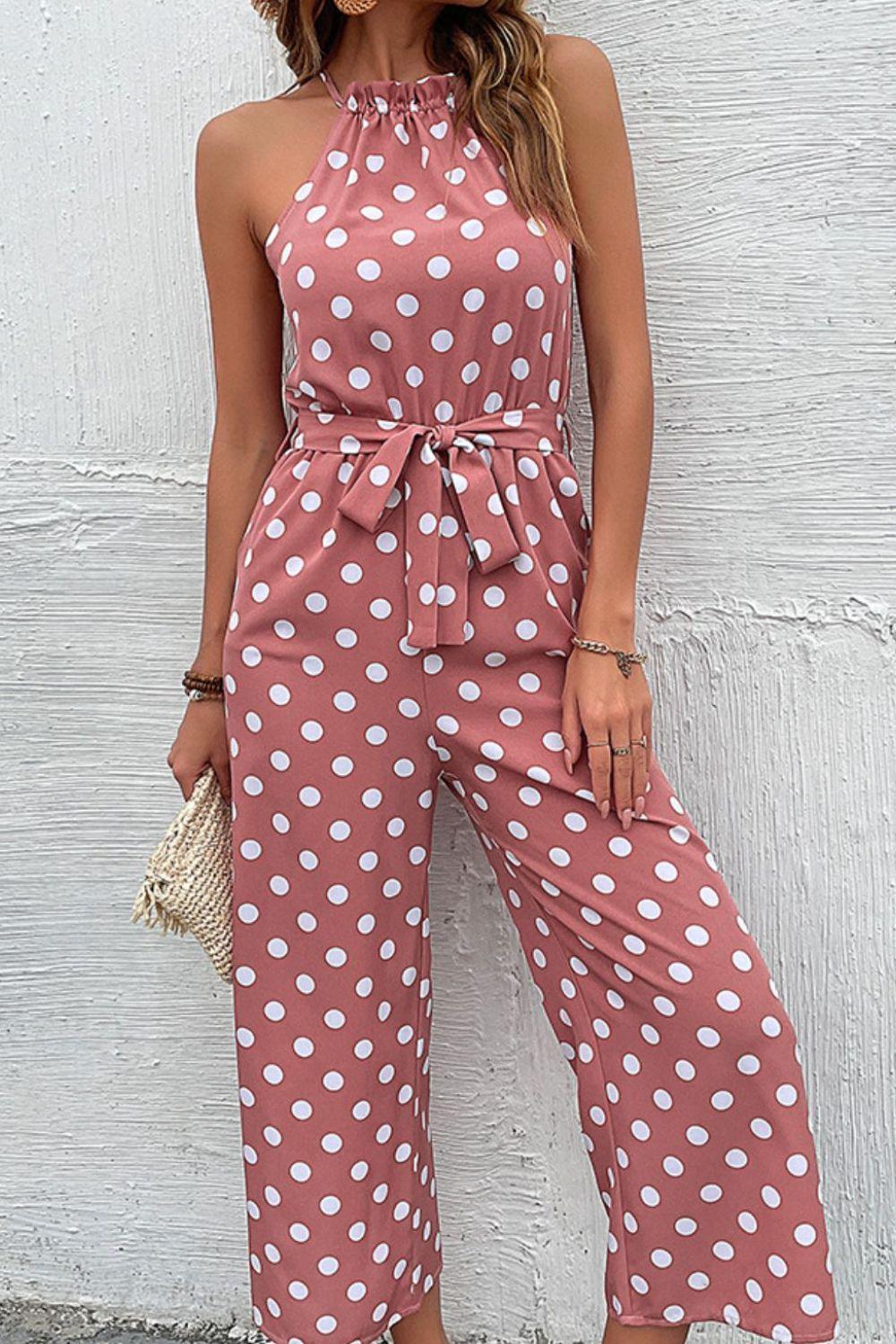 Judith Dot Grecian Wide Leg Jumpsuits - Vestir en Moda
