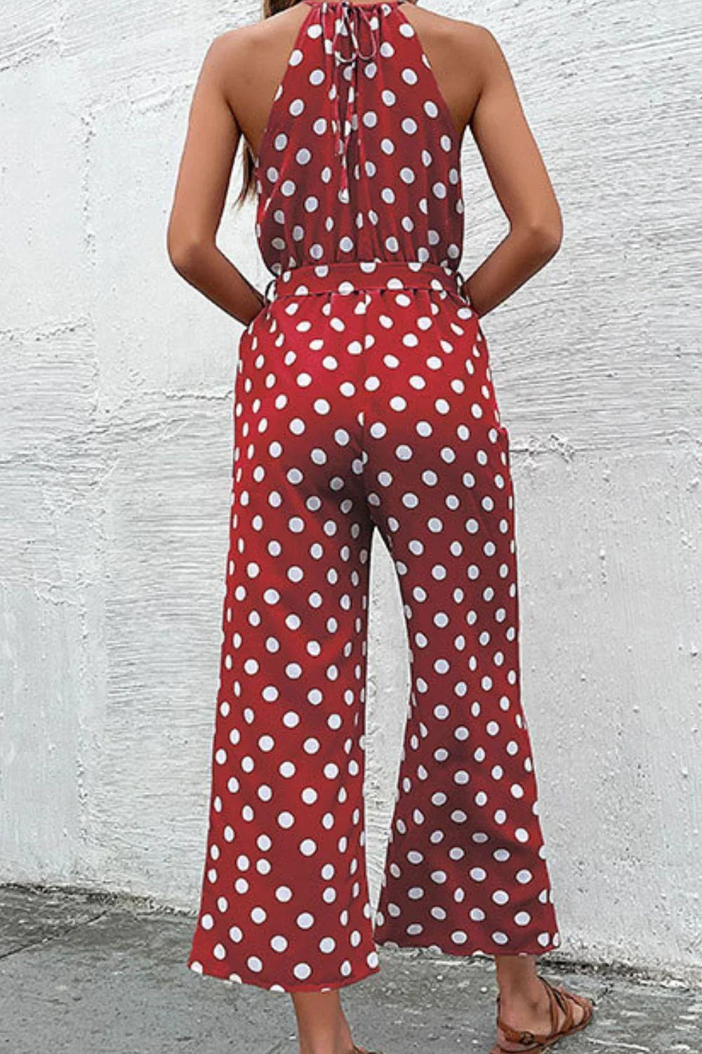 Judith Dot Grecian Wide Leg Jumpsuits - Vestir en Moda