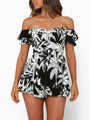 Julia Women Floral Print Off The Shoulder Puff Sleeves Rompers - Vestir en Moda
