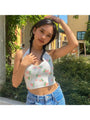 Juliana Flower Pattern Halter Tank Tops - Vestir en Moda