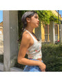 Juliana Flower Pattern Halter Tank Tops - Vestir en Moda