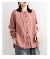Juliette Ethnic Style Vintage Cotton Linen Casual O Neck Loose Shirt - Vestir en Moda