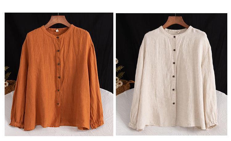Juliette Ethnic Style Vintage Cotton Linen Casual O Neck Loose Shirt - Vestir en Moda