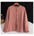 Juliette Ethnic Style Vintage Cotton Linen Casual O Neck Loose Shirt - Vestir en Moda