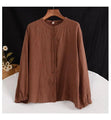 Juliette Ethnic Style Vintage Cotton Linen Casual O Neck Loose Shirt - Vestir en Moda