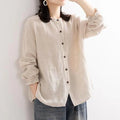 Juliette Ethnic Style Vintage Cotton Linen Casual O Neck Loose Shirt - Vestir en Moda
