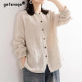 Juliette Ethnic Style Vintage Cotton Linen Casual O Neck Loose Shirt - Vestir en Moda