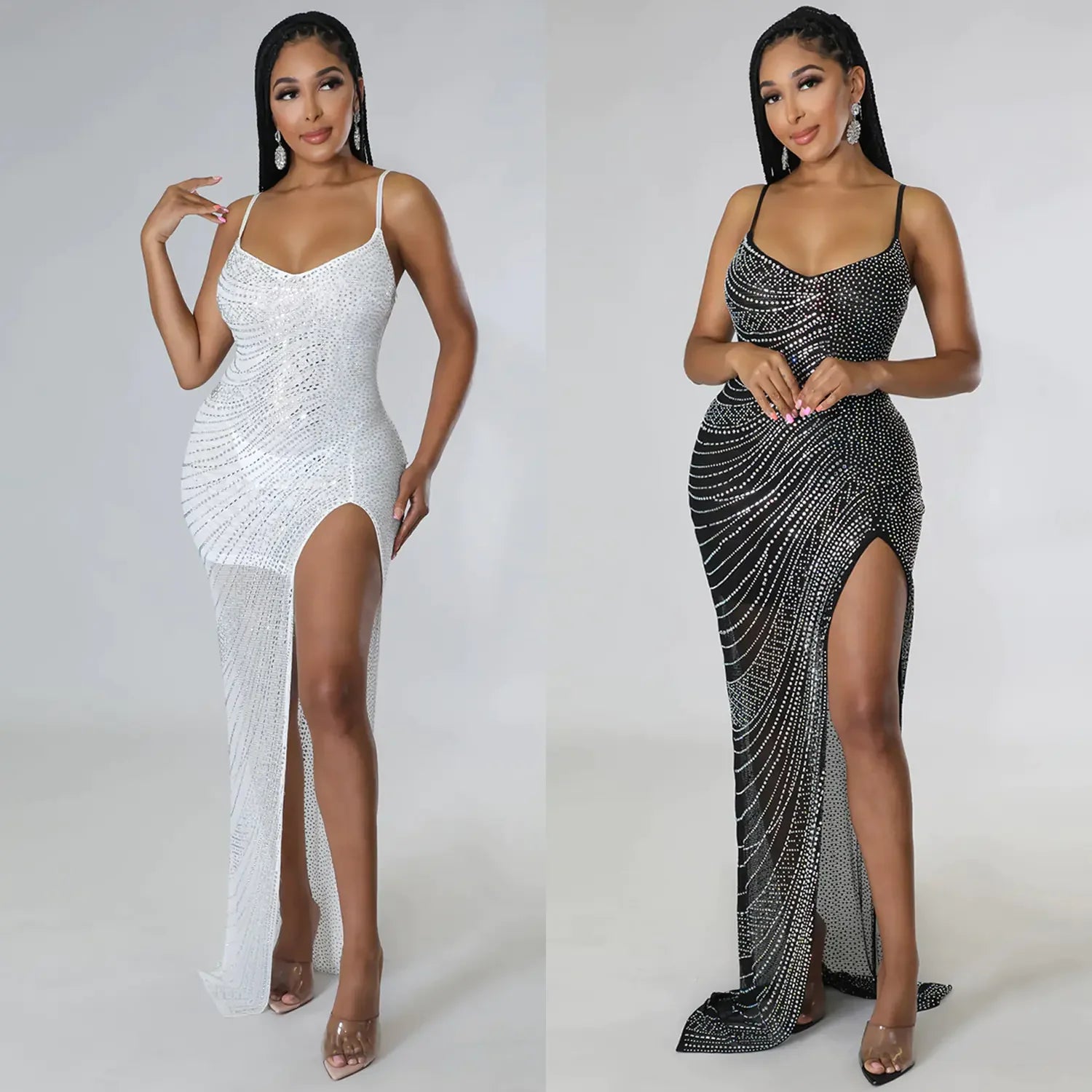 Rhinestone Strap Comfort Mid-Waist Stunning Dress