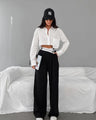 Kaia Contrast Color Casual Draping Mopping Wide Leg Design Pants - Vestir en Moda
