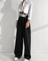 Kaia Contrast Color Casual Draping Mopping Wide Leg Design Pants - Vestir en Moda