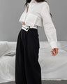 Kaia Contrast Color Casual Draping Mopping Wide Leg Design Pants - Vestir en Moda