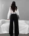 Kaia Contrast Color Casual Draping Mopping Wide Leg Design Pants - Vestir en Moda