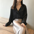 Karen Spring Elegant Satin Shirt Women Long-Sleeved Blouse - Vestir en Moda