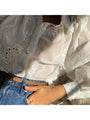 Katalina Embroidery Flower Puff Sleeve Shirt - Vestir en Moda