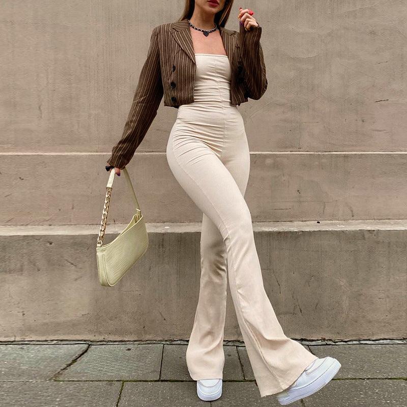 Kathilenia Autumn Sleeveless Lace up Backless Fashion Women Jumpsuits - Vestir en Moda