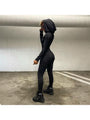 Katia Stylish Pure Black Hooded Long Sleeve Jumpsuit - Vestir en Moda