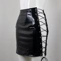Kaylee Faux Leather High Waist Machine Eye Strap Connection Hip Skirt - Vestir en Moda